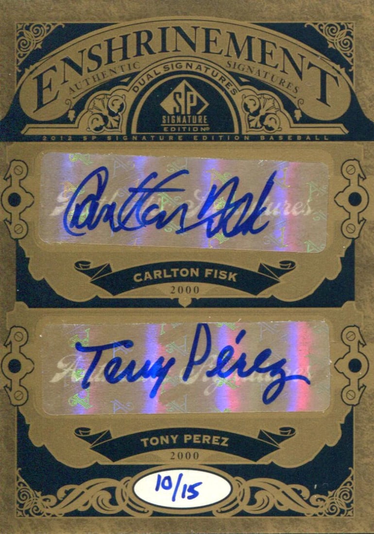 Carlton Fisk Tony Perez Autographed 2012 Upper Deck Enshrinement Card (1 of 1)
