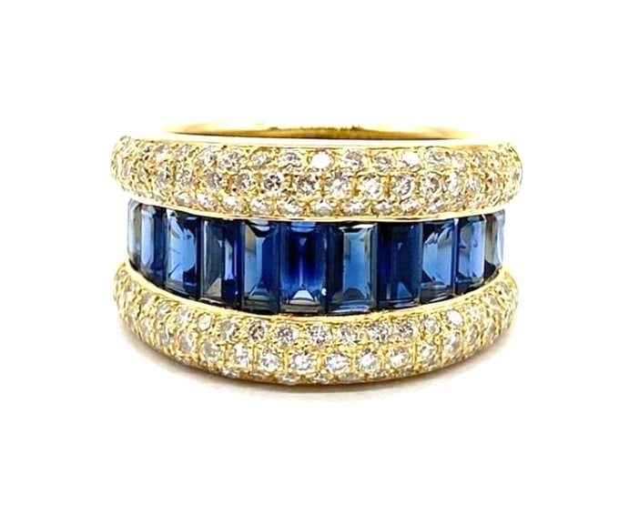 Vintage Blue Sapphire Diamond Ring 18k Yellow Gold US8.25 EU58: Vintage Blue Sapphire Diamond Ring 18k Yellow Gold US8.25 EU58 Item Specifics: Antique: Yes Shape: Round Occasion: Anniversary Birthday Christening Christmas Engagement Graduation Mother"s Day Valenti