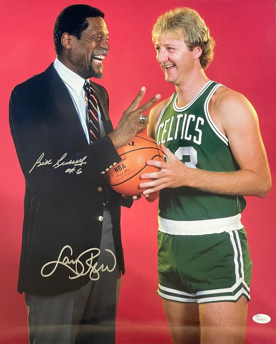 Bill Russell & Larry Bird Autographed 16x20 Photo (JSA) (1 of 1)