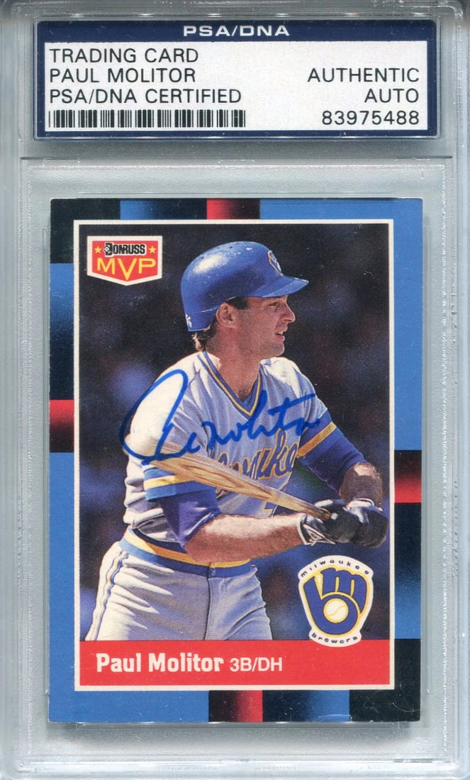 Molitor Paul Autographed 1988 Donruss MVP Card PSA (1 of 1)
