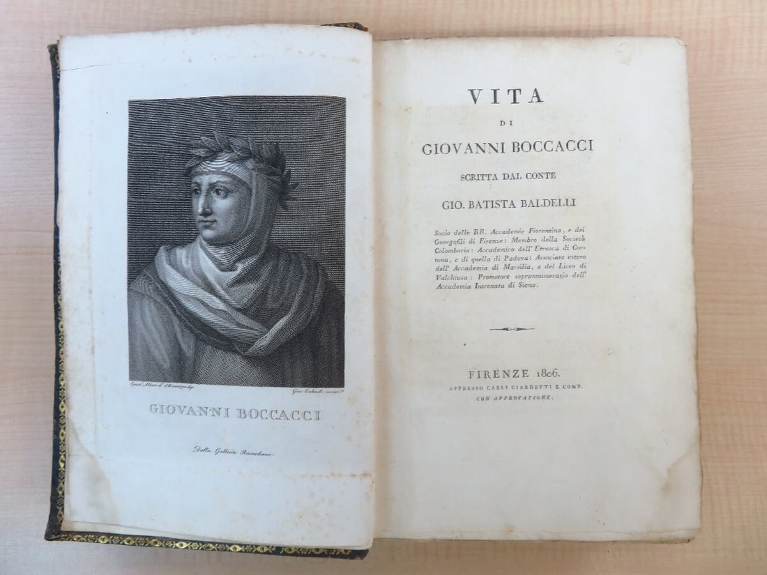 Vita di Giovanni Boccacci 1st Edition 1806 Firenze Baldelli Boni w/ Engravings (1 of 10)