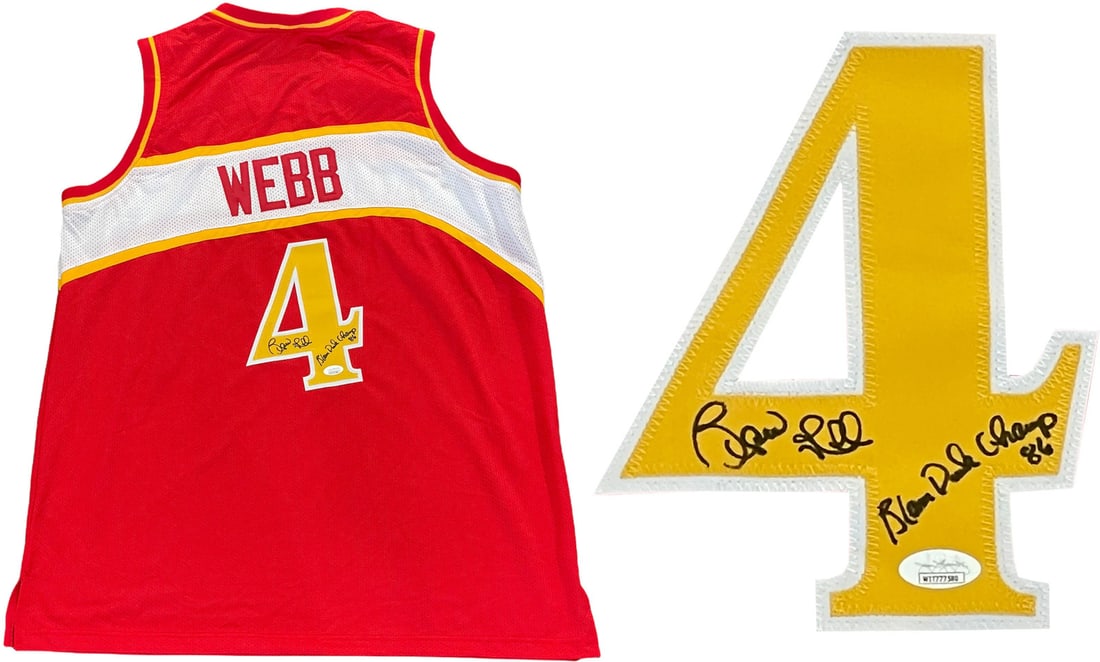 Spud Webb "Slam Dunk Champ 1986" Autographed Atlanta Hawks Jersey (JSA): Spud Webb "Slam Dunk Champ 1986" Autographed Atlanta Hawks Jersey (JSA) Spud Webb's NBA legacy lives on in this officially licensed Atlanta Hawks jersey, signed by the Slam Dunk Champ himself. The jer