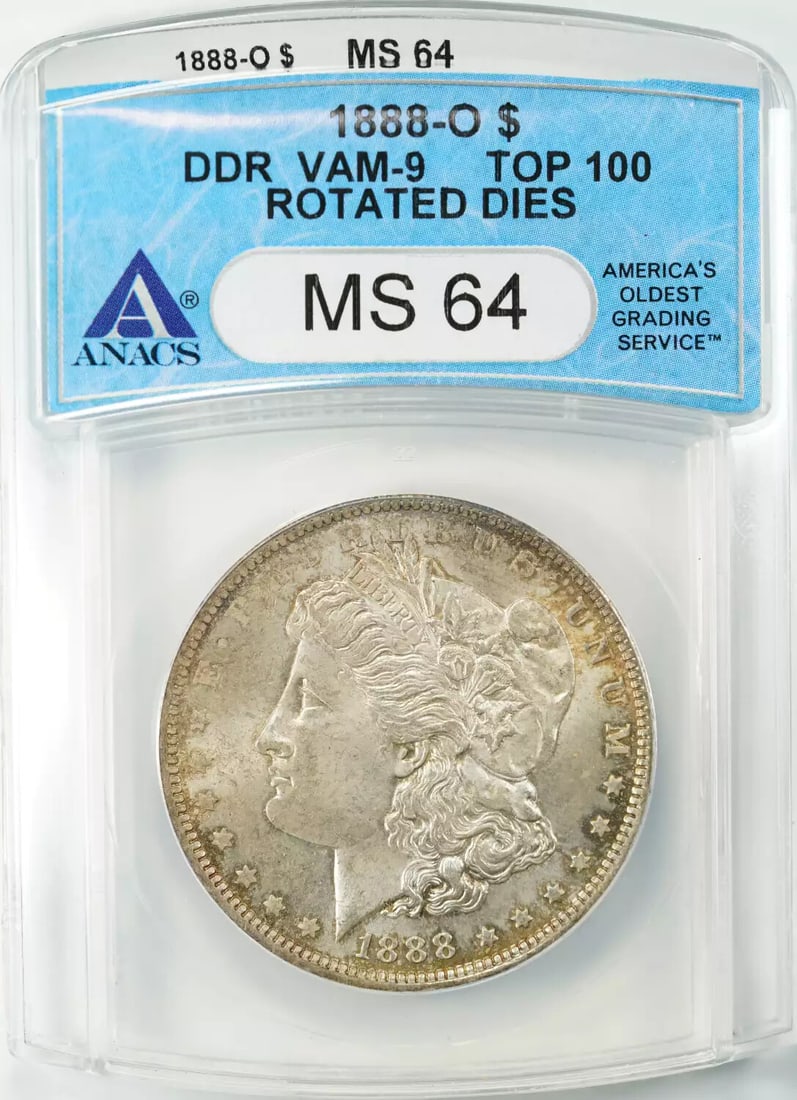 MORGAN SILVER DOLLAR DDR VAM-9 MS 64 MINT UNC ROTATED 1888 O 948 (1 of 4)