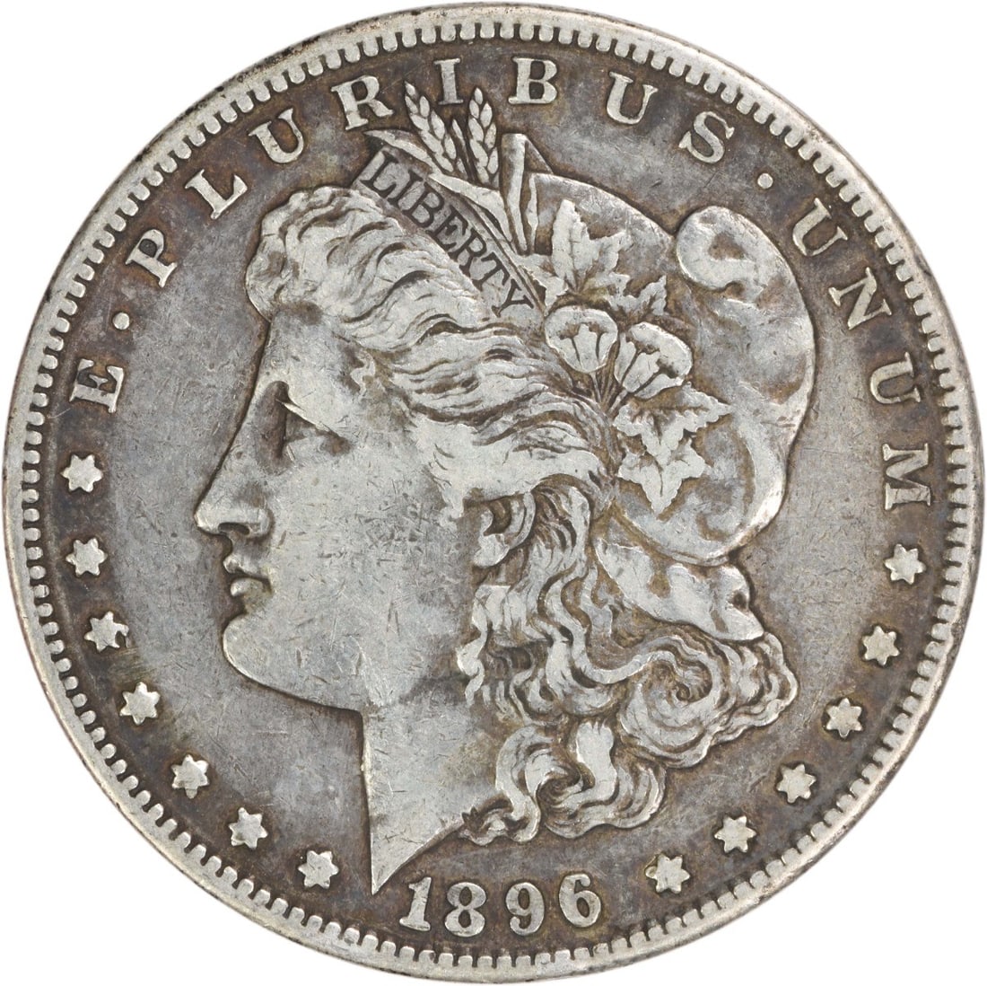 Uncertified EF 1896 S Morgan Silver Dollar: Uncertified EF 1896 S Morgan Silver Dollar The EF 1896 S Morgan Silver Dollar boasts an impressive 90% silver composition, making it a rare and valuable collector's item. With its reeded edge and San 