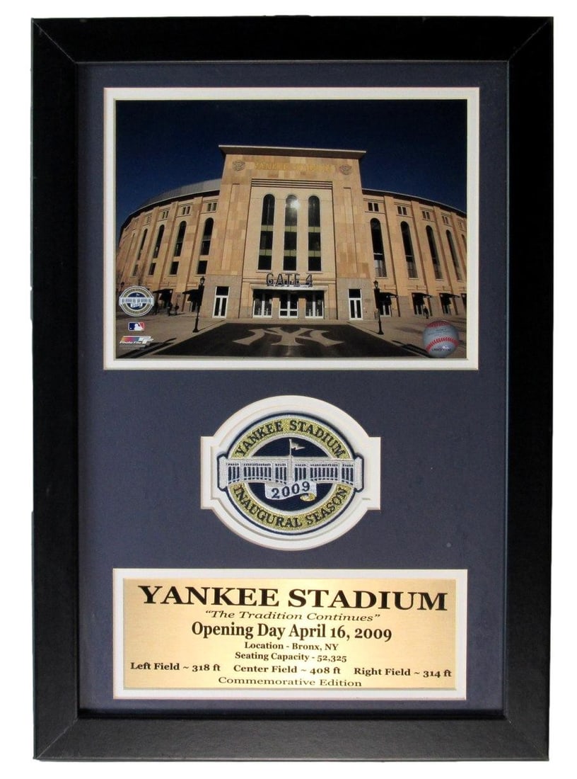 2009 New Yankee Stadium Inaugural Opening Day 4/ 16/ 09 Framed Collage IXL17: 2009 New Yankee Stadium Inaugural Opening Day 4/ 16/ 09 Framed Collage IXL17 Original framed collage from the historic opening day of New Yankee Stadium on April 16, 2009. This unique piece captures t