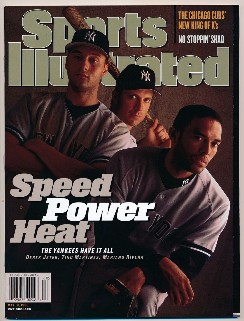 May 18, 1998 Derek Jeter Mariano Rivera Sports Illustrated NO LABEL Newsstand: May 18, 1998 Derek Jeter Mariano Rivera Sports Illustrated NO LABEL Newsstand Original May 18, 1998 Sports Illustrated featuring Derek Jeter and Mariano Rivera on the cover. This vintage newsstand mag