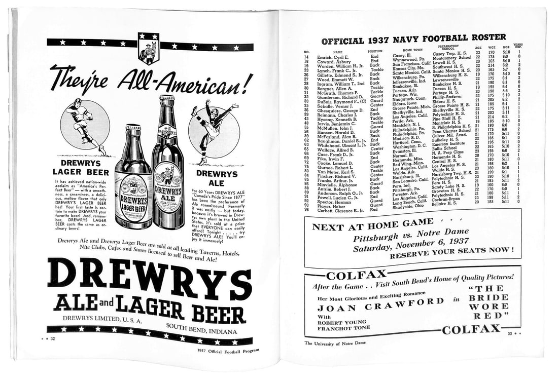 Navy vs Notre Dame College Program 1937 10 23 - 5