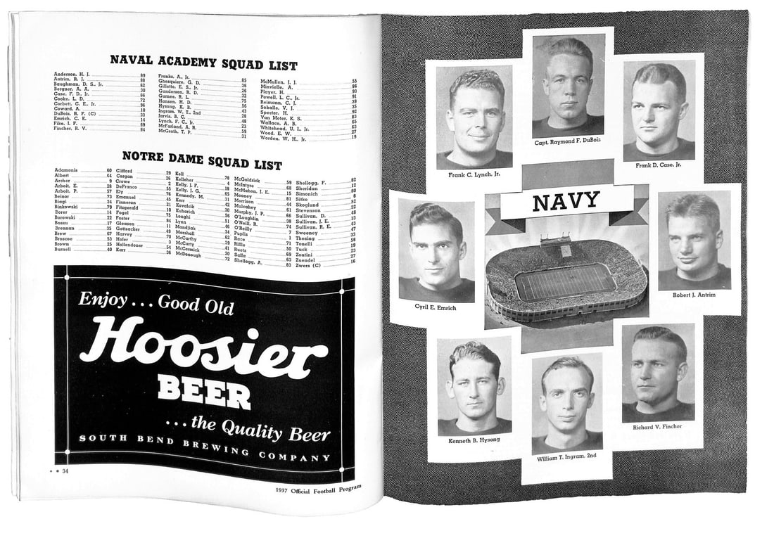 Navy vs Notre Dame College Program 1937 10 23 - 6