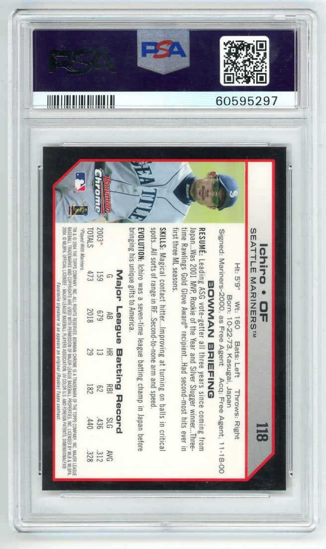 Ichiro 2004 Bowman Chrome #118 PSA MT 9 - 2
