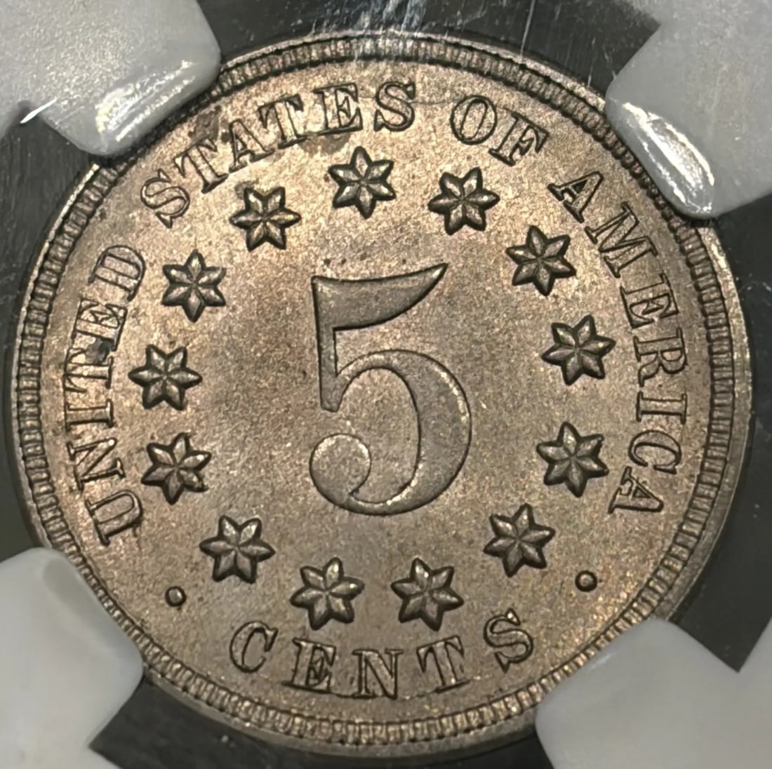 1867 NO RAYS SHIELD NICKEL NGC MS64 - 3
