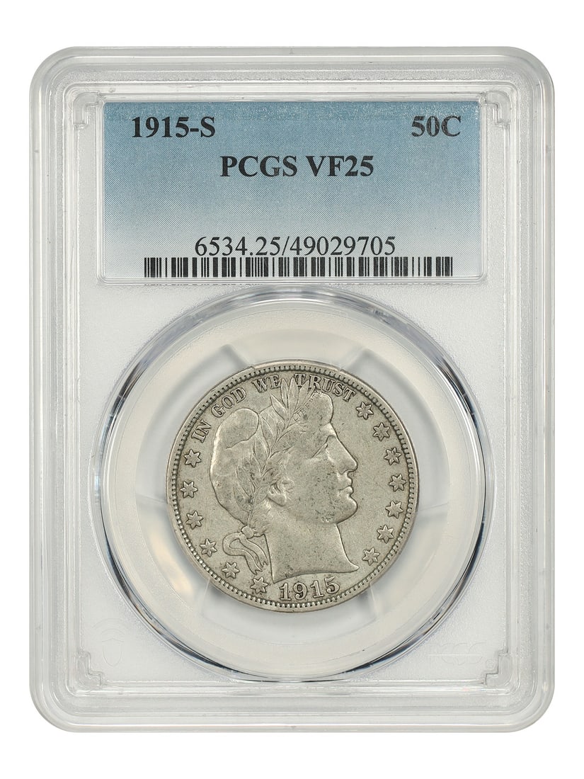 1915-S 50C PCGS VF25 - Barber Half Dollar (1 of 4)