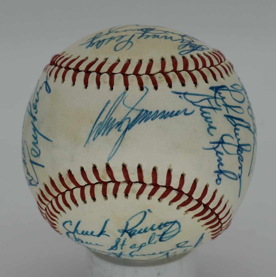 Fisk Perez Rice HOF 1980 Red Sox Signed Baseball OAL Team: Fisk Perez Rice HOF 1980 Red Sox Signed Baseball OAL Team Signed by the Boston Red Sox in 1980, this baseball bears the mark of Fisk Perez's signature. The item is an official MLB product from that ye