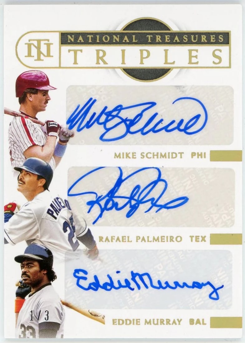 Schmidt Mike Rafael Palmeiro Eddie Murray Autographed Panini National 2021 Tr (1 of 2)