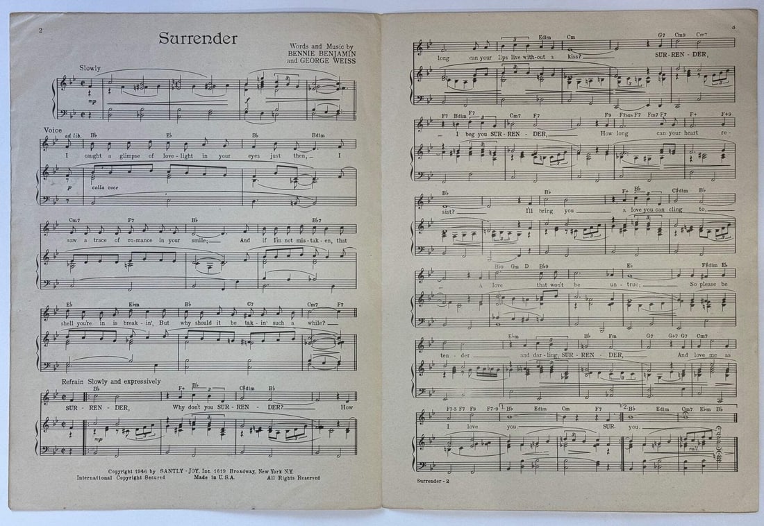 Autographed Sheet Music by Perry Como JSA - 2