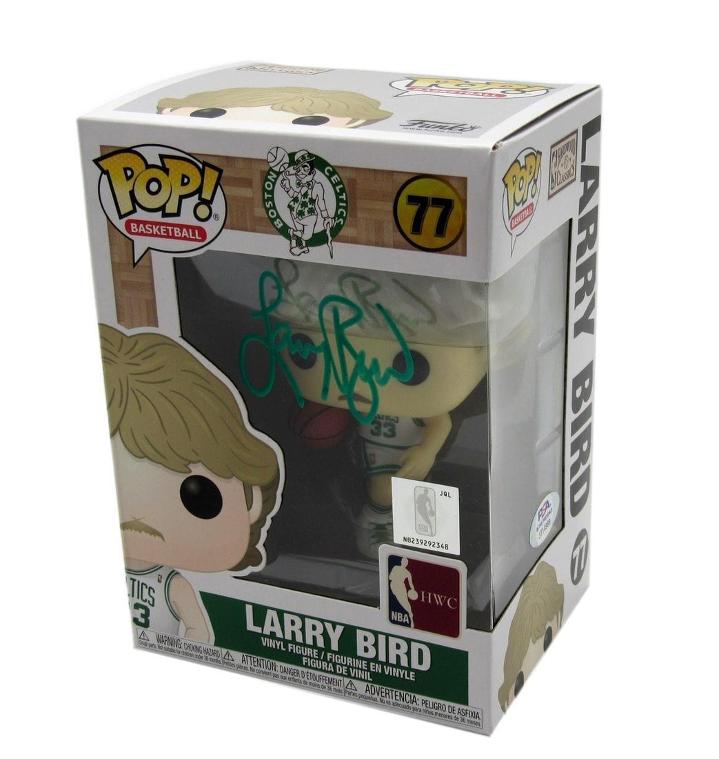 Bird Larry HOF Funko Pop Figurine Autographed Celtics PSA DNA 179141: Bird Larry HOF Funko Pop Figurine Autographed Celtics PSA DNA 179141 Autographed by the Boston Celtics, Bird Larry Funko Pop Figurine bears a signature from its notable team. This collectible item com