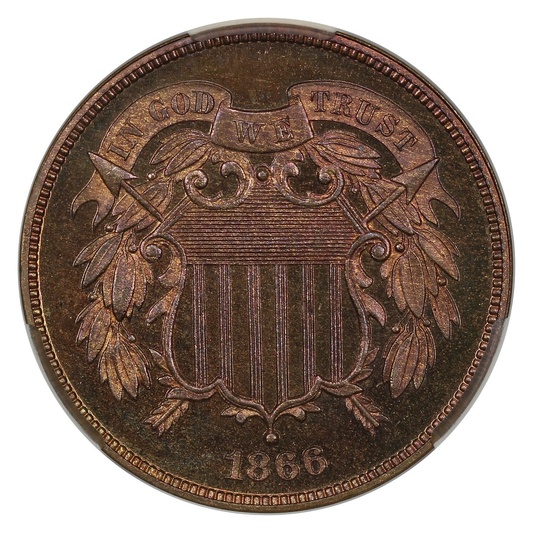 1866 2C CACG PR66RB - Two Cent - Desirable Proof Issue - 3