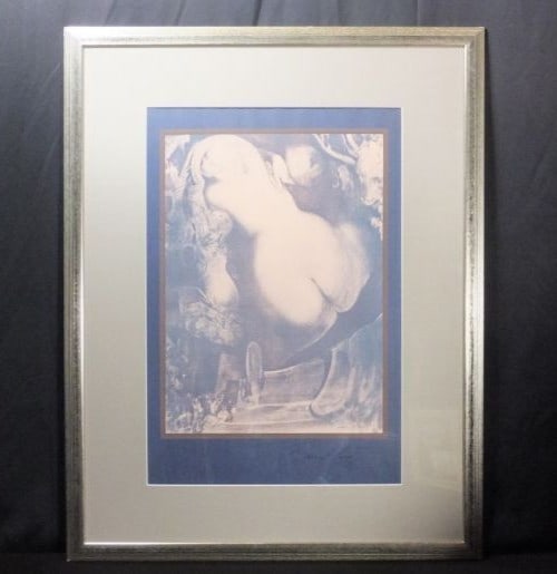 Salamander's shadow framed by Austria original print screen silk signed Fuchs Ernst (1 of 8)
