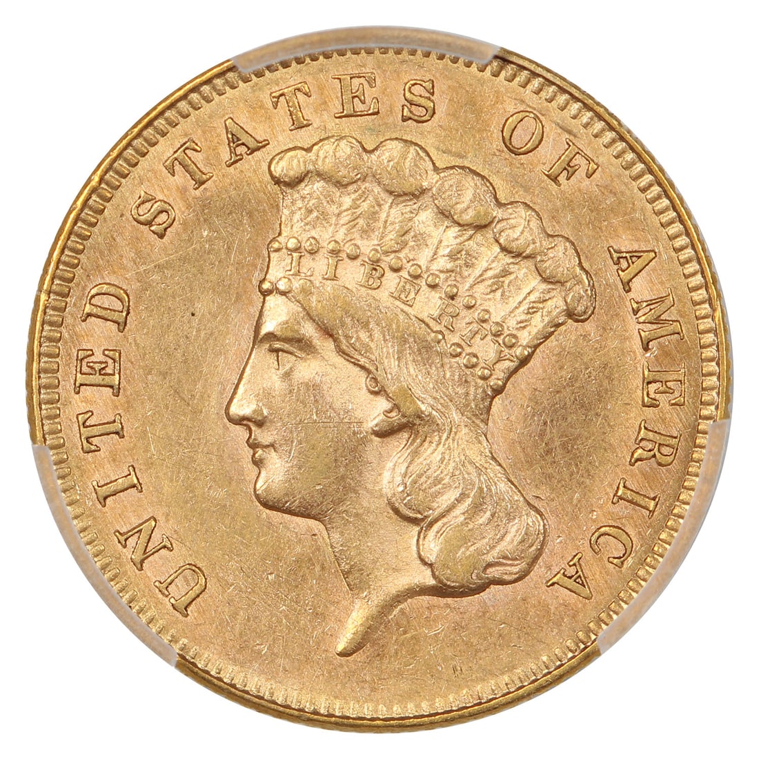 $3 PCGS MS61 1864 Three Dollar - 3