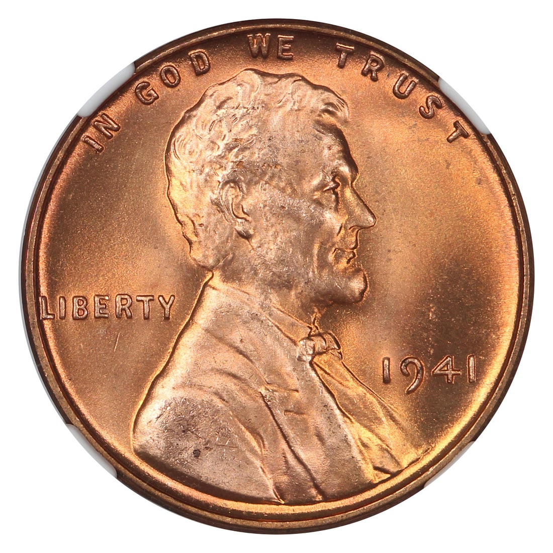 Lincoln Cent 1C 1941 Wheat Reverse MS67RD NGC - 3