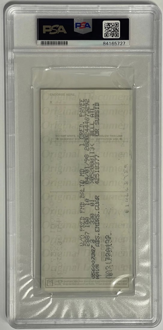 Signed check from Auerbach Red PSA authentic - 2