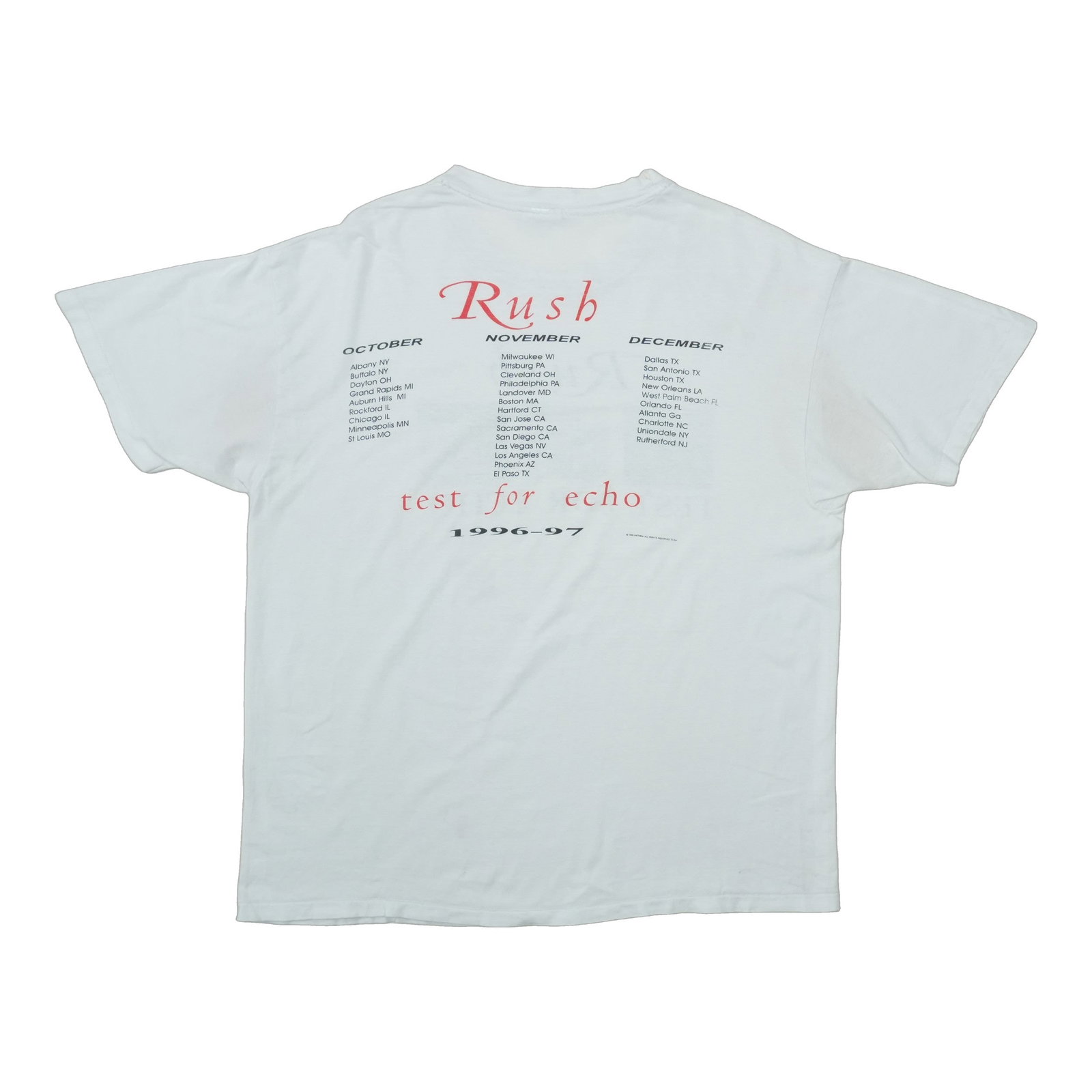 Rush Test Tour Shirt Echo For 1996 - 2