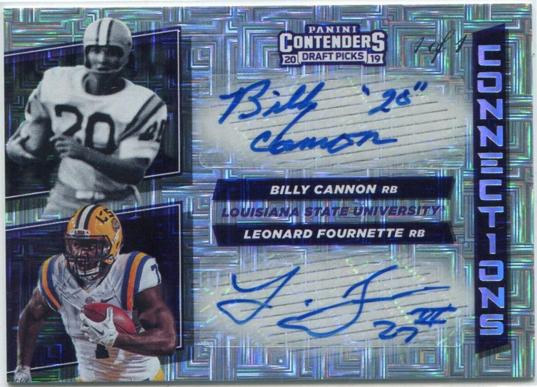 Billy Cannon/ Leonard Fournette 2019 Panini Contenders Draft Picks Connections Du (1 of 2)