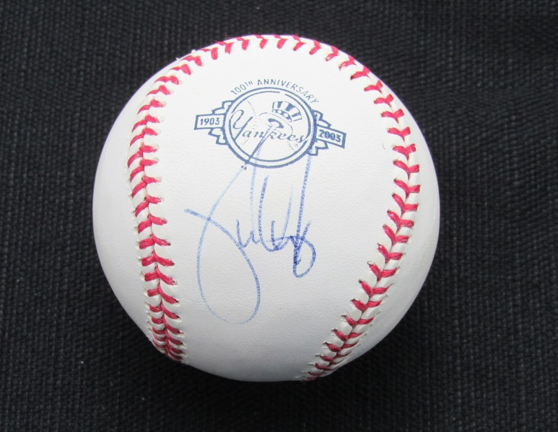 Jamie Quirk Signed/ Auto Yankees 100th OML Baseball JSA 186775: Jamie Quirk Signed/ Auto Yankees 100th OML Baseball JSA 186775 Signed by Jamie Quirk, the Yankees' 100th OML Baseball features an authentic signature from the player. This official baseball is a uniqu