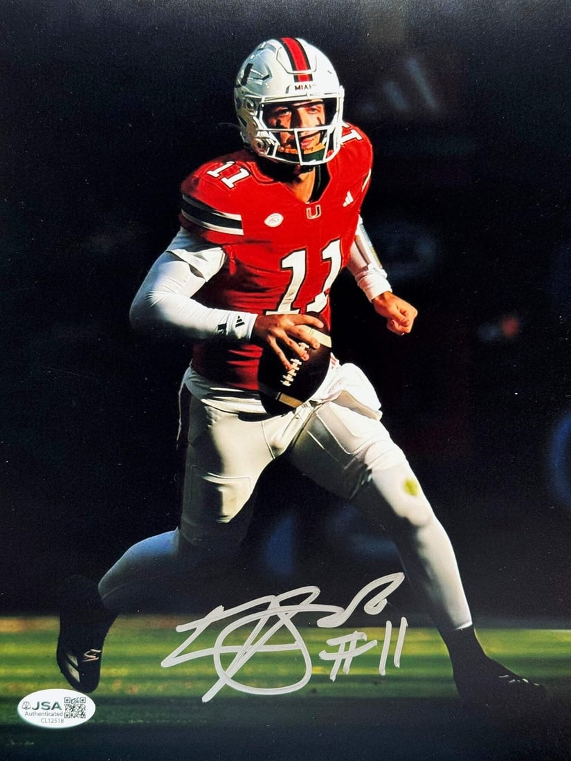 Carson Beck Autographed 8x10 Photo Hurricanes Miami JSA: Carson Beck Autographed 8x10 Photo Hurricanes Miami JSA Carson Beck's silver sharpie signature adds a touch of personal flair to this official 8x10 photo, capturing the essence of his time playing for