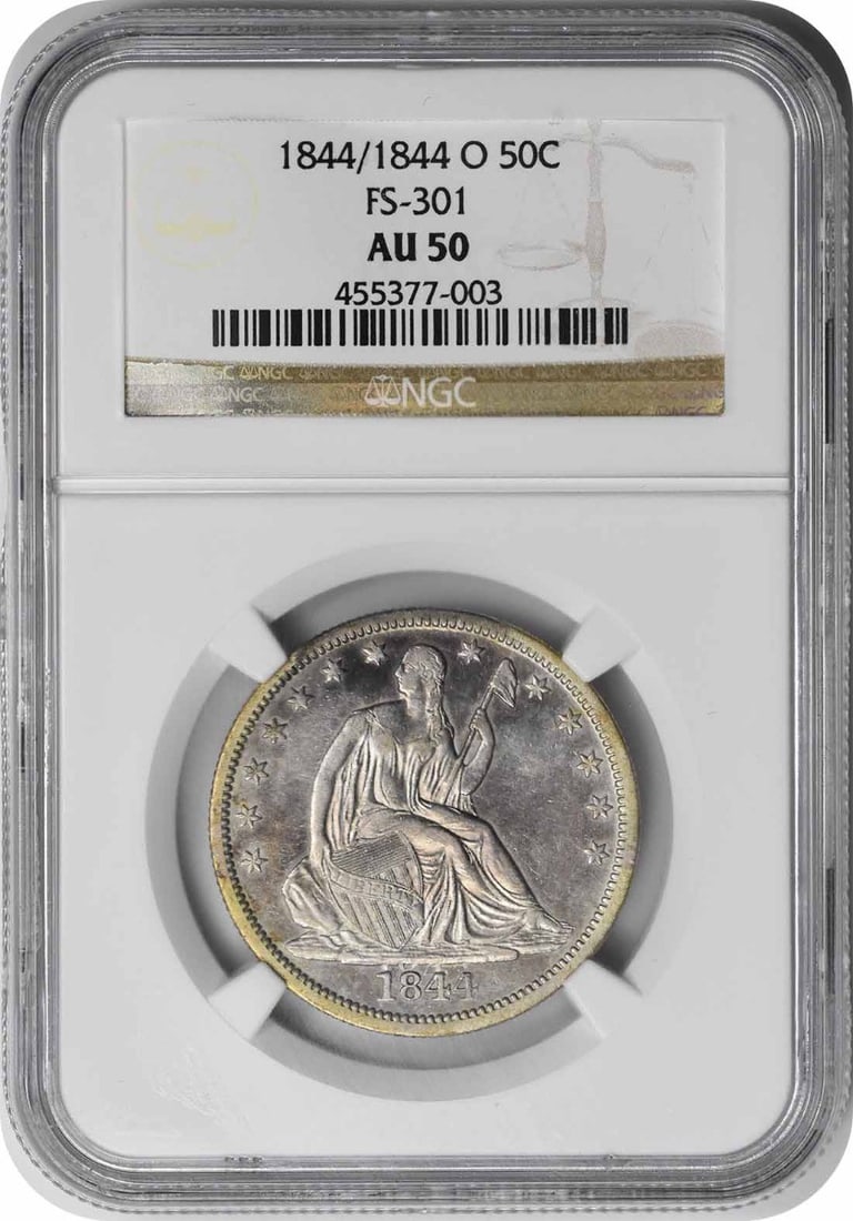 1844/ 1844-O Liberty Seated Silver Half Dollar MPD FS-301 AU50 NGC (1 of 3)