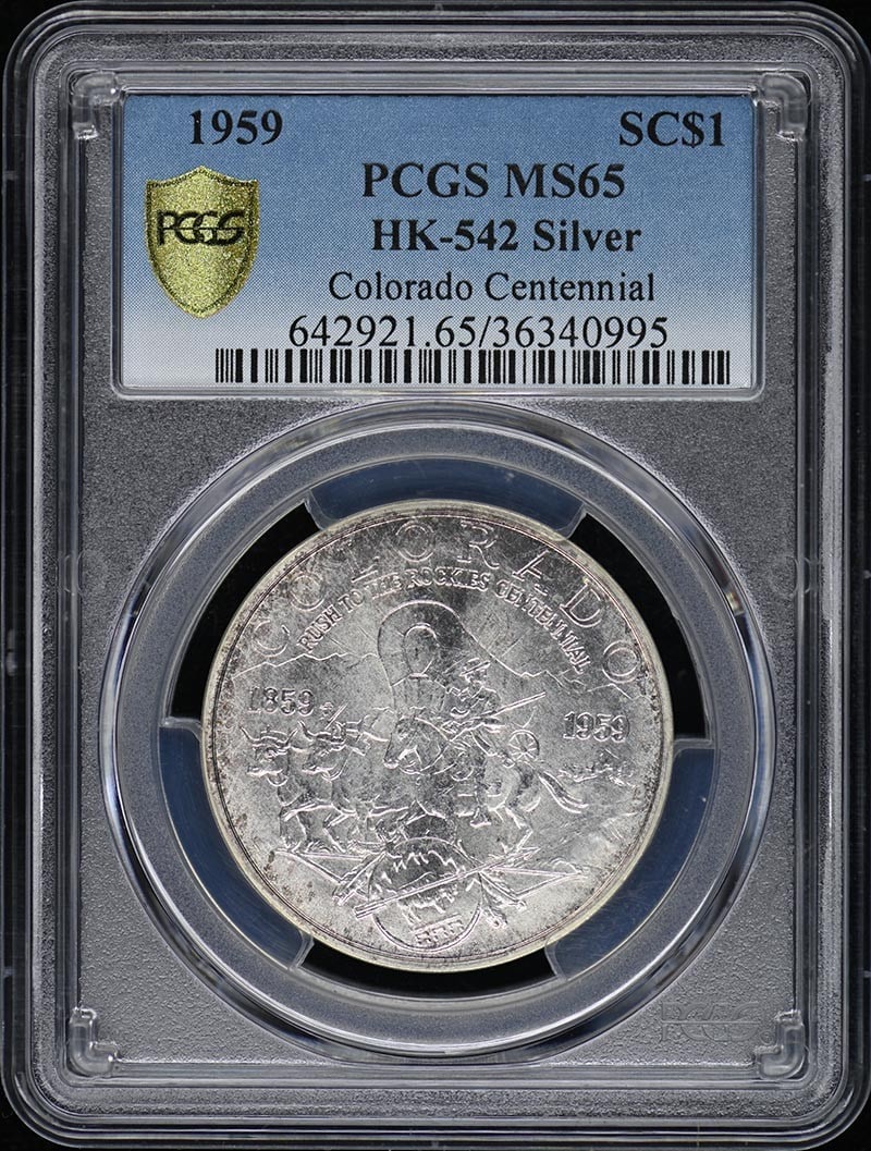 1959 Medal HK-542 Colorado Rush Rockies Centennial SC$1 PCGS MS65: 1959 Medal HK-542 Colorado Rush Rockies Centennial SC$1 PCGS MS65 Item Specifics: Circulated/Uncirculated: Uncirculated Product Disclaimer: Grades are third-party opinions; authenticity is guaranteed.
