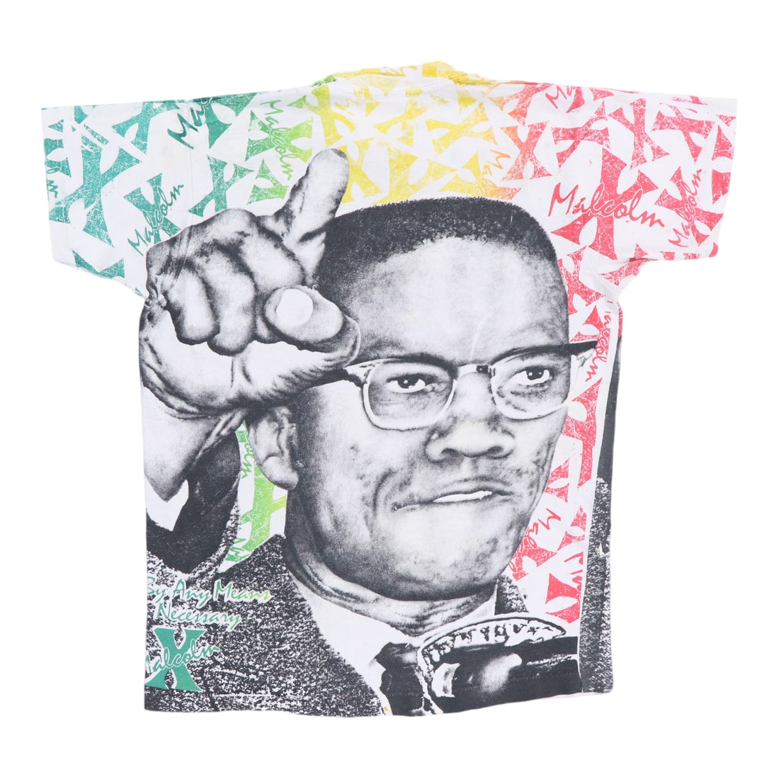 1990s Malcom X All Over Print Shirt - 2