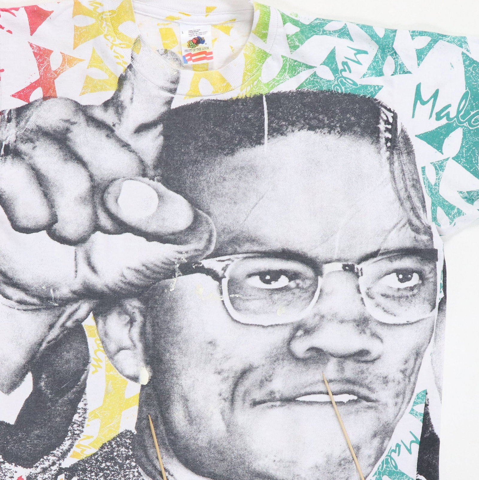 1990s Malcom X All Over Print Shirt - 4