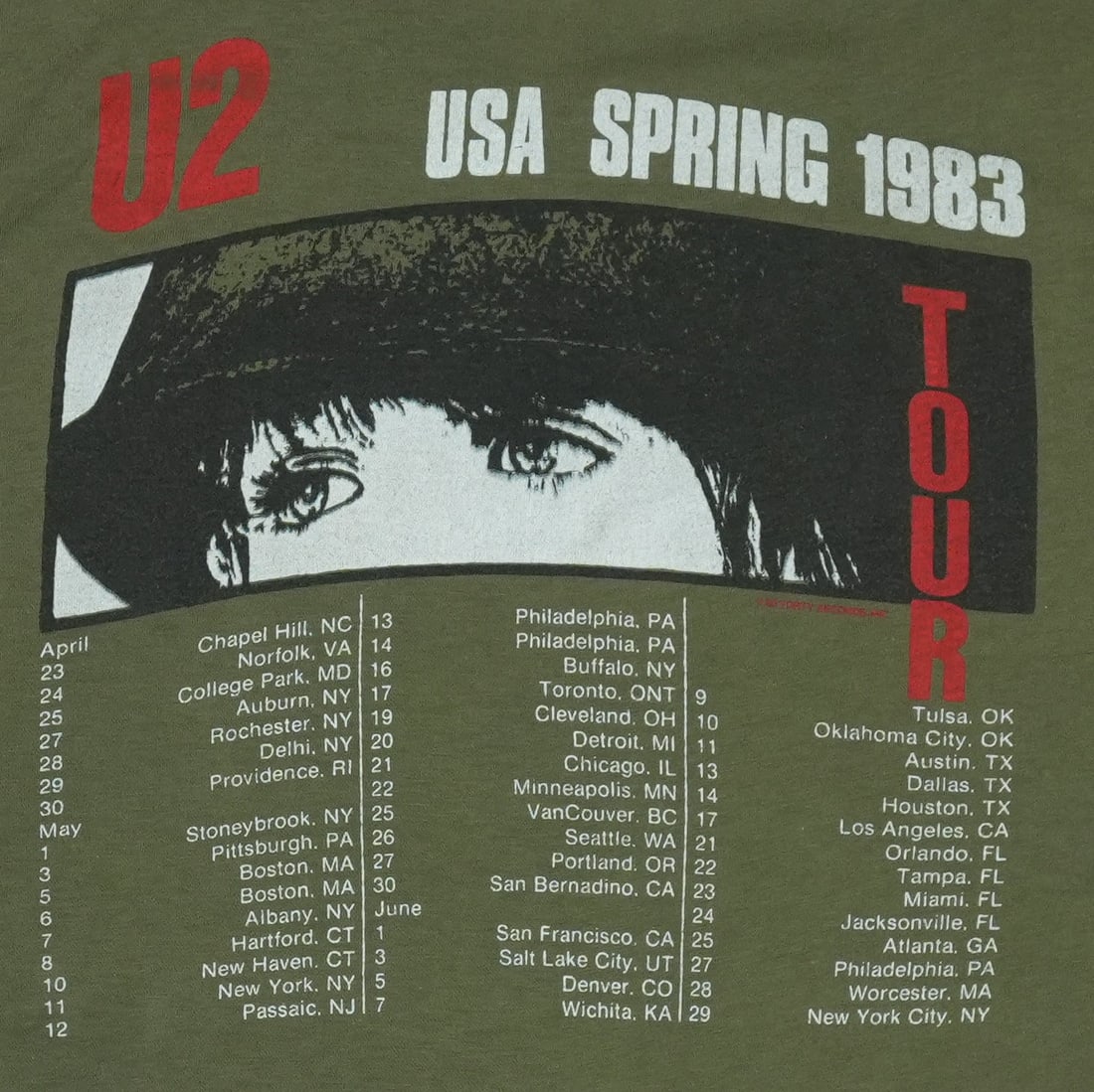 U2 Spring Tour Shirt 1983 - 4