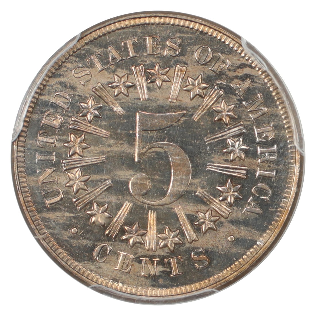 Shield Nickel Rays PCGS CAC 1867 5C PR63 - 4