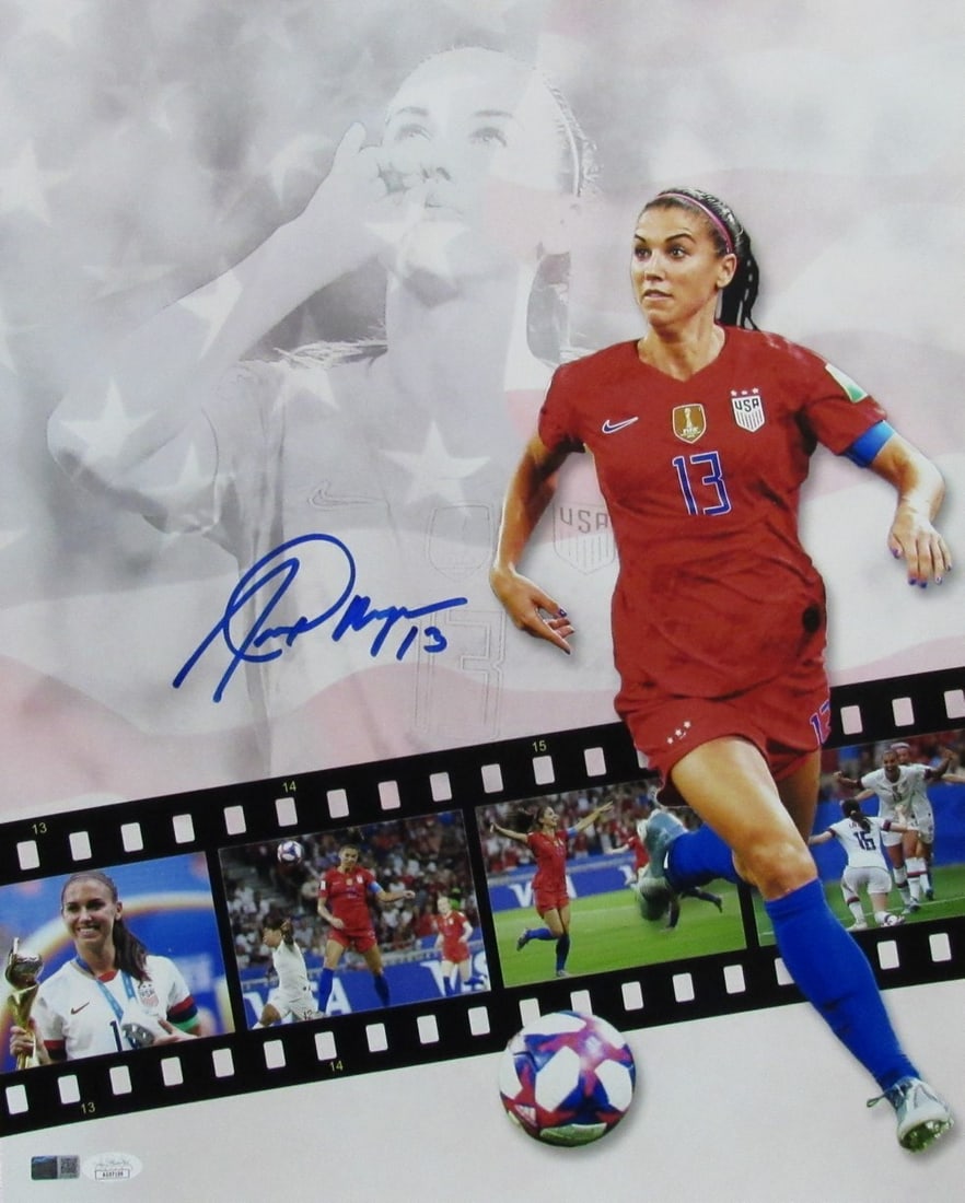Alex Morgan US Women's Soccer Signed/ Autographed 16x20 Photo JSA: Alex Morgan US Women's Soccer Signed/ Autographed 16x20 Photo JSA Authentic Alex Morgan signed photo, measuring 16x20 inches. This official US Women's Soccer Team photo bears the signature of star pla