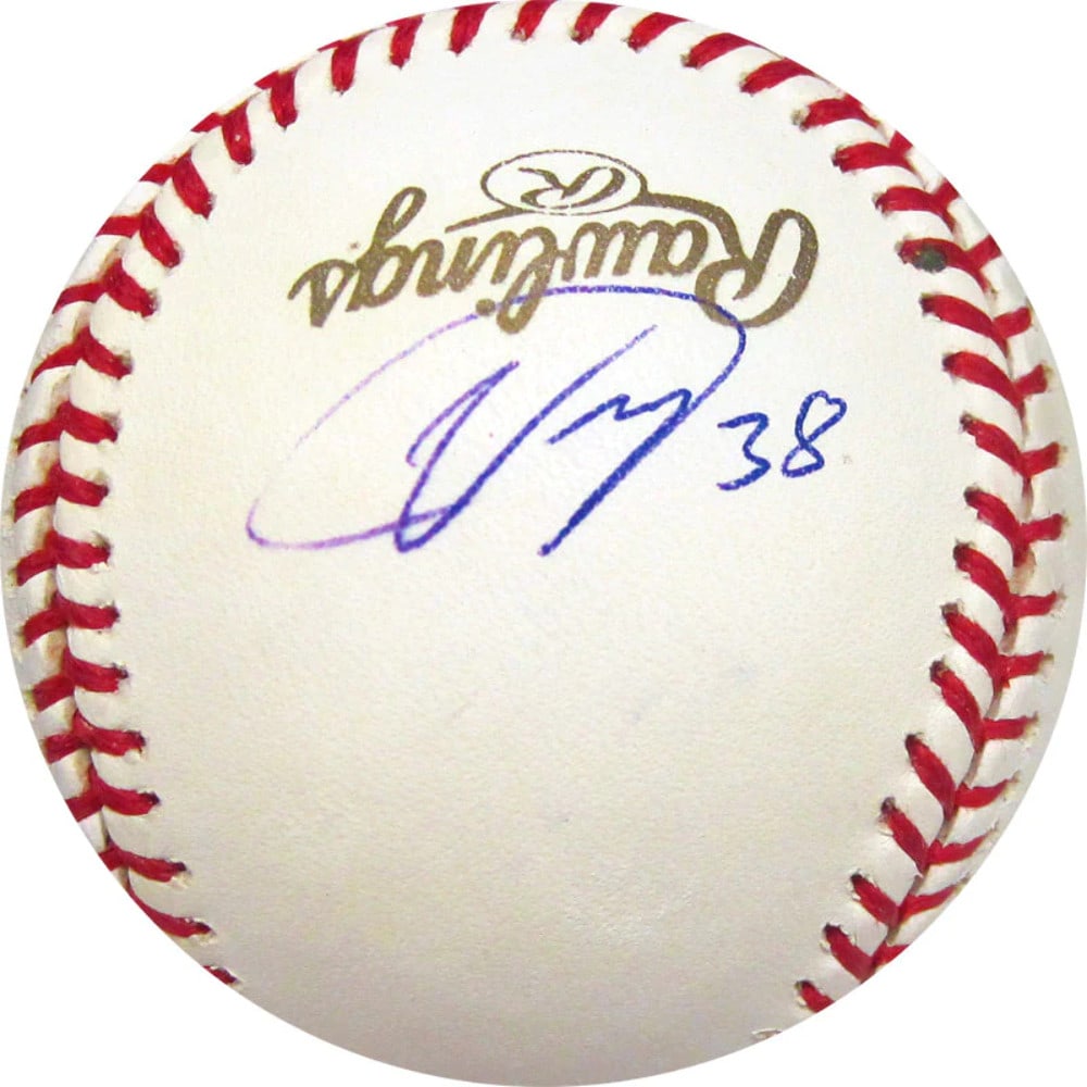 Ubaldo Jimenez Autographed 2009 World Baseball Classic Baseball: Ubaldo Jimenez Autographed 2009 World Baseball Classic Baseball Ubaldo Jimenez's 2009 World Baseball Classic baseball bears his signature in blue pen across the side panel. This unique piece of sports