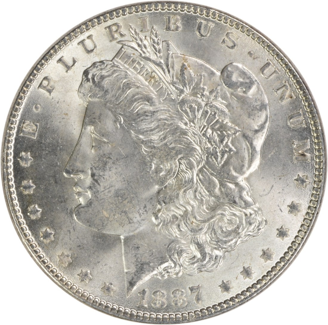 Morgan Silver Dollar 1887 Choice BU Uncertified: Morgan Silver Dollar 1887 Choice BU Uncertified Choice BU Uncertified Morgan Silver Dollar 1887 showcases its uncirculated condition, with a high level of detail and luster. Made from silver, this coi