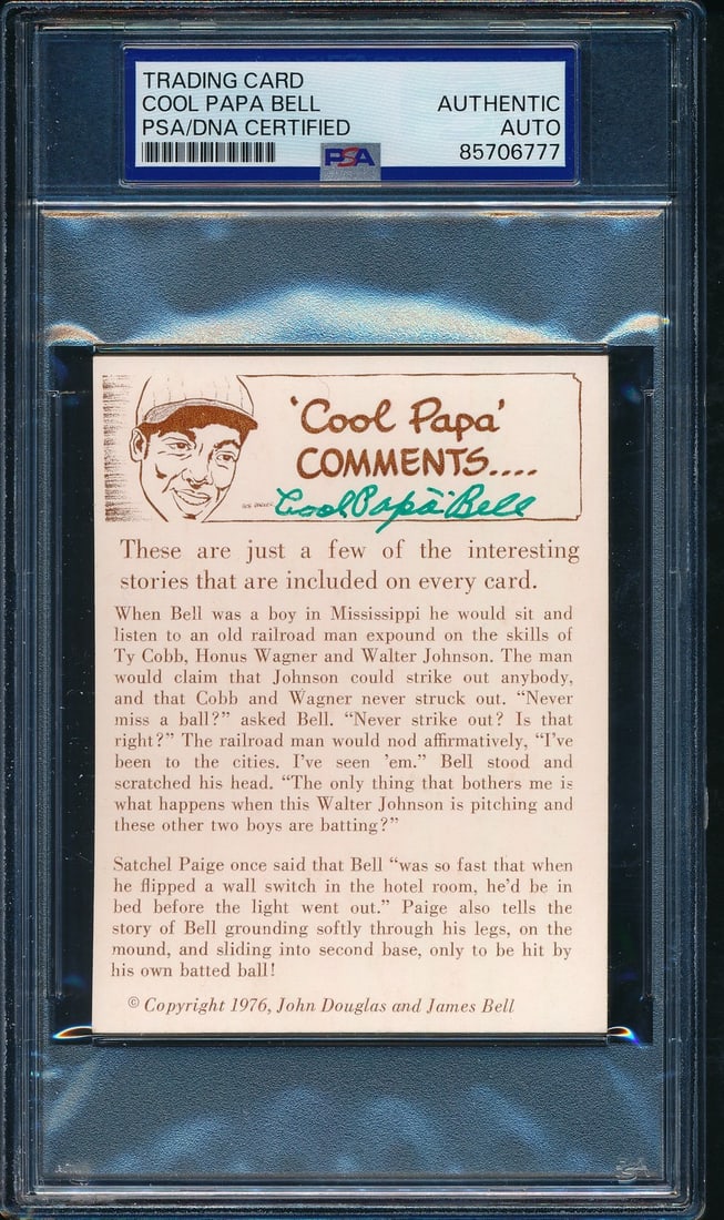1976 Douglas/ Bell HOF Trading Card Cool Papa Bell Signed/ Auto PSA/ DNA 203244 (1 of 2)