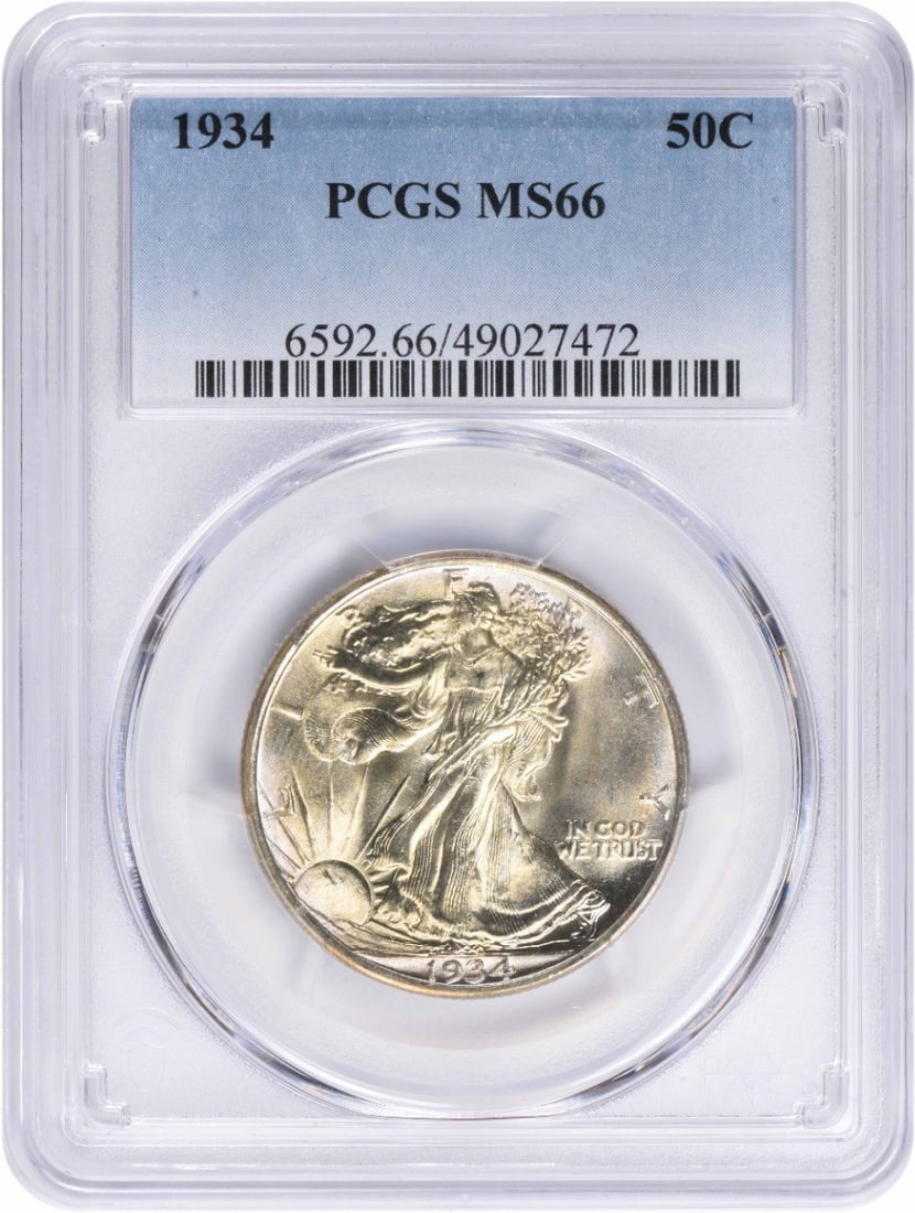 MS66 PCGS walking liberty half dollar 1934: MS66 PCGS walking liberty half dollar 1934 MS66 PCGS walking liberty half dollar 1934 - A rare and highly detailed example of the iconic Liberty Walking half dollar, certified by PCGS as MS66 Uncircul