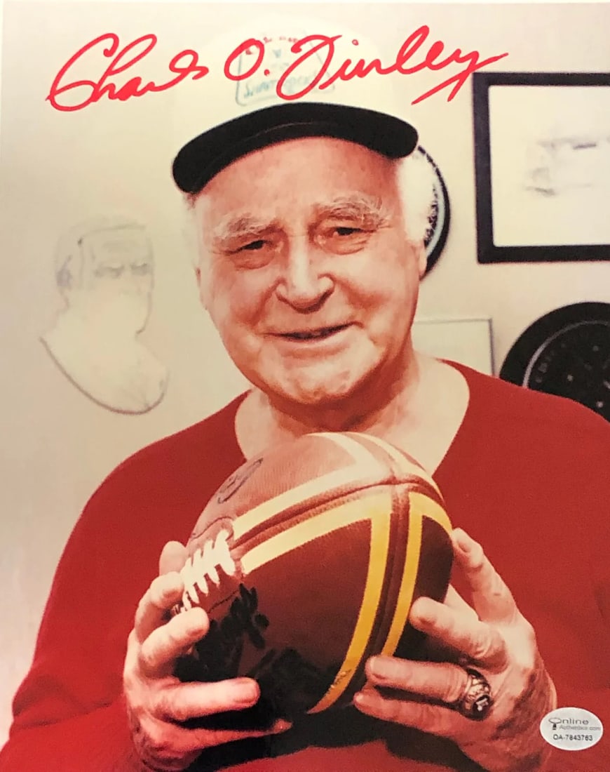 Charles O Finley Autographed Photo: Charles O Finley Autographed Photo Item Specifics: Charles O FinleyAutographed 8x10 Photo.Signed in sharpie across the front of the photo Autograph is authenticated by , and will be accompanied by a
