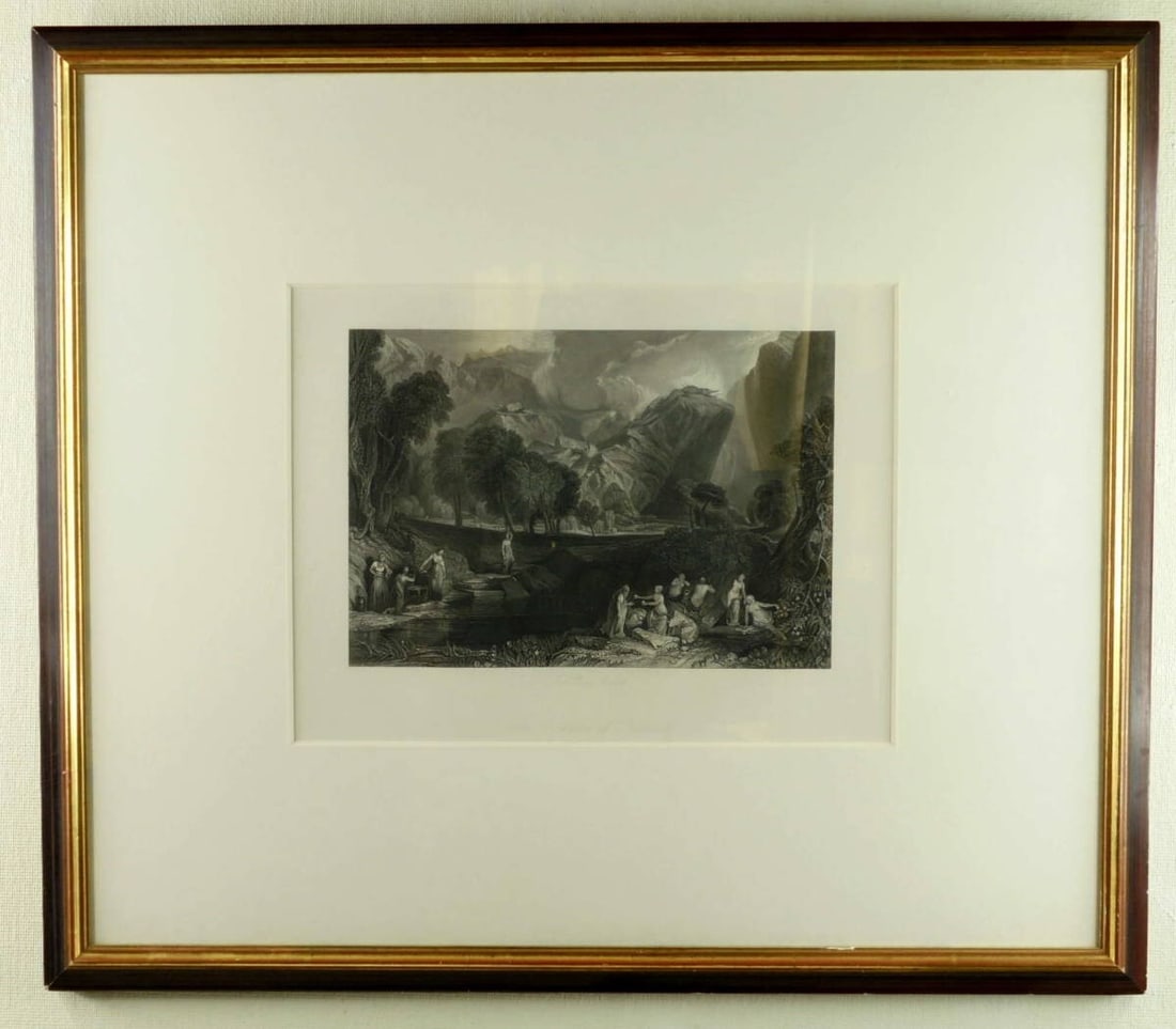 JMW TURNER 1860c Original Etching Signed Landscape Framed - 2