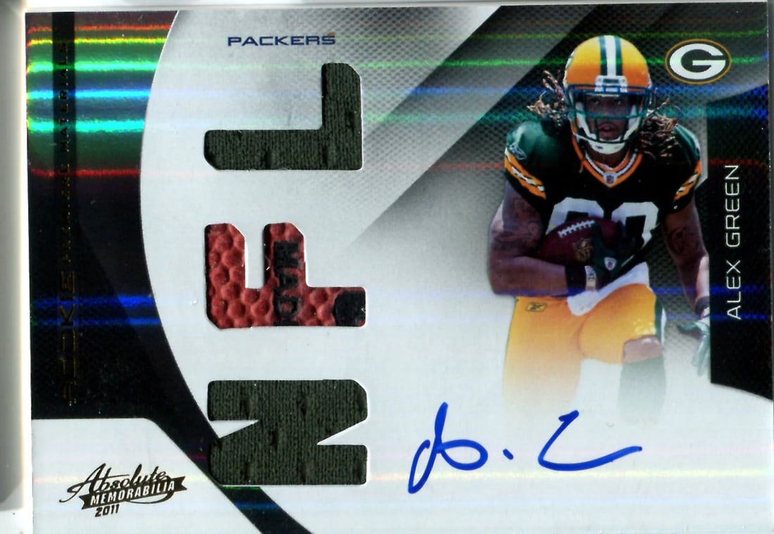 Alex Green 2011 Absolute Memorabilia Triple Relic/ Autographed Rookie Card #143/ 2 (1 of 1)