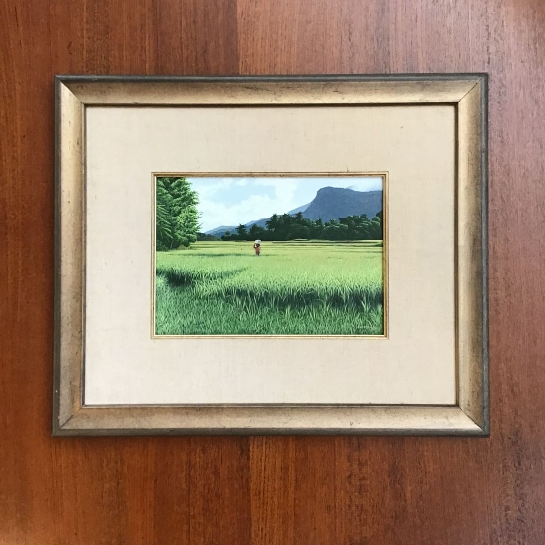 Pattern acrylic landscape rice field signed artwork original ken - 2