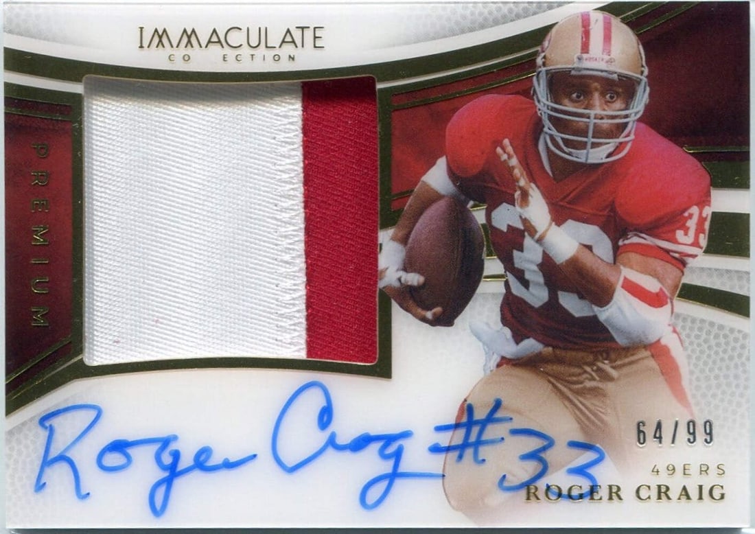 Roger Craig 2025 Panini Immaculate 2 Color Patch And Autographed Card #PPA-RCG 6 (1 of 2)