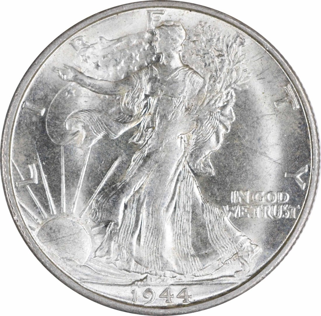 Silver Half Dollar Walking Liberty 1944 Choice BU (1 of 2)