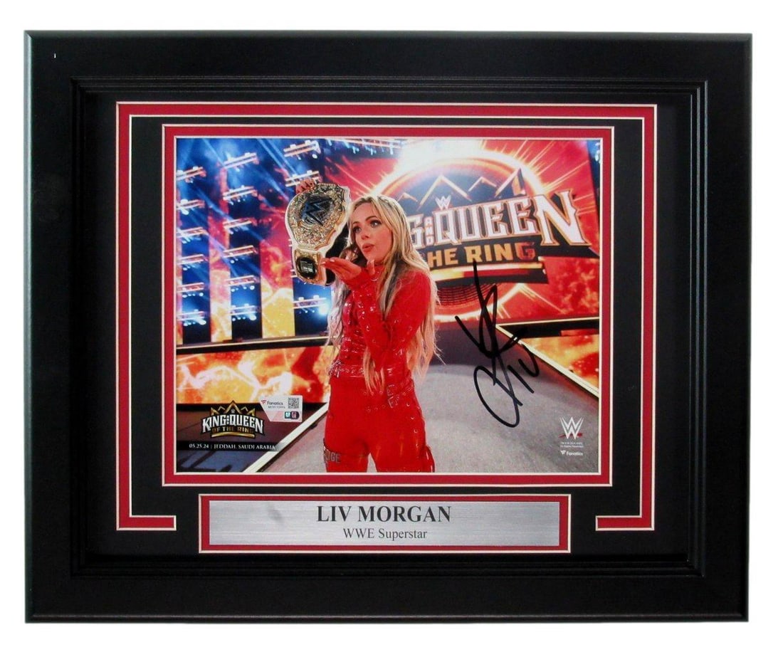 Liv Morgan Signed/ Autographed 8x10 Photo WWE Superstar Framed Fanatics 189626: Liv Morgan Signed/ Autographed 8x10 Photo WWE Superstar Framed Fanatics 189626 Liv Morgan's vibrant presence shines in this autographed 8x10 photo, capturing her WWE Superstar spirit. Framed by
