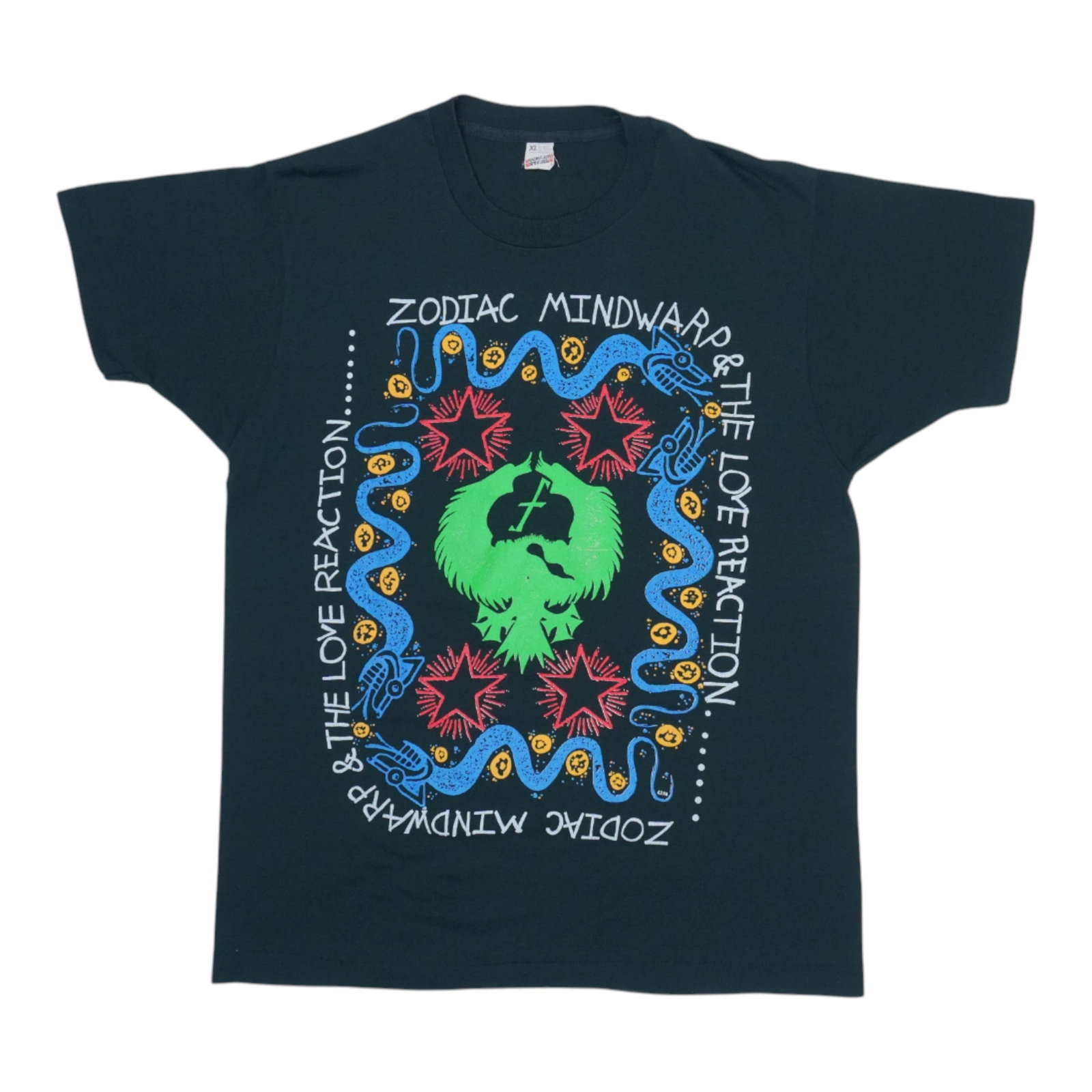 Zodiac Mindwarp shirt Love reaction: Zodiac Mindwarp shirt Love reaction Extra Large Zodiac Mindwarp And The Love Reaction Shirt. This vintage 1988 shirt features a classic design with a black color and no back graphics, measuring 21 inc
