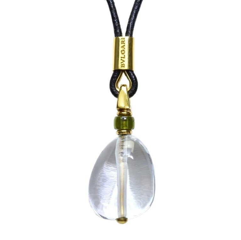 Vintage Bvlgari Sassi Rock Crystal 18k Yellow Gold Leather Cord Necklace Pendant: Vintage Bvlgari Sassi Rock Crystal 18k Yellow Gold Leather Cord Necklace Pendant Item Specifics: Pendant Shape: Teardrop Occasion: Anniversary Birthday Christening Christmas Engagement Father"s Day Gr