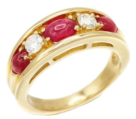 Vintage Tiffany & Co Cabochon Ruby Diamond 18k Yellow Gold Ring US 5.75 EU51: Vintage Tiffany & Co Cabochon Ruby Diamond 18k Yellow Gold Ring US 5.75 EU51 Item Specifics: Number Of Diamonds: 2 Shape: Round Occasion: Anniversary Birthday Christening Christmas Engagement Graduati