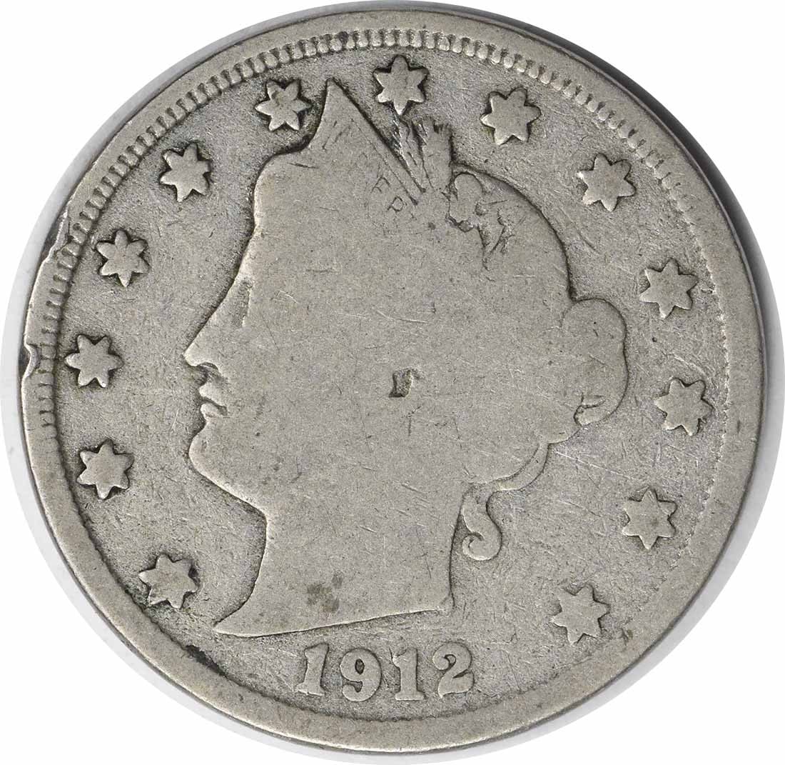 Liberty Nickel 1912-S VG Uncertified: Liberty Nickel 1912-S VG Uncertified VG Uncertified Liberty Nickel 1912-S, minted in San Francisco with its distinctive 'S' mint mark, bears the hallmark of a bygone era. This circulated coin showcase